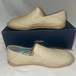 OluKai Kaula Pa'a Kapa Shoes Women's 8 Beige Slip On Comfort Espadrilles Loafers